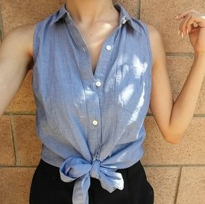 Button down tie up blouse